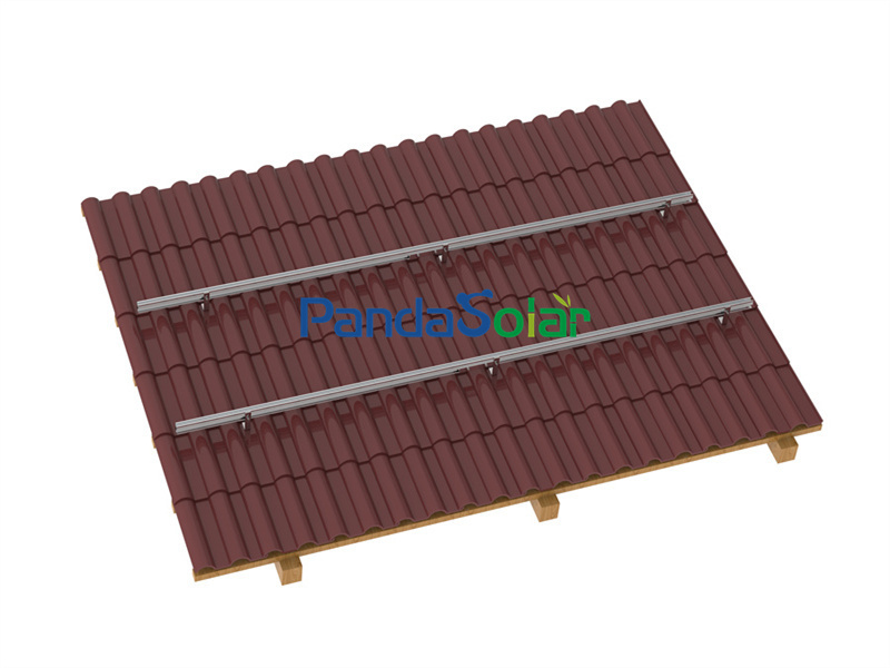 PandaSolar Solar Hook Mount System Tile Roof Installation Bracket Stainless Steel Metal Adjustable Hook Racking Structure Aluminum Solar Rail Kits Supplier
