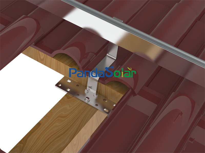 PandaSolar Wholesale Stainless Steel Adjustable Solar Hook Tile Roof PV Mounting System Roman Roof Solar Mounting Solution Bracket SUS304 Solar Hook Pitched Shingle Tile Roof Aluminum Solar Rail Install Kits Manufacturer And Supplier